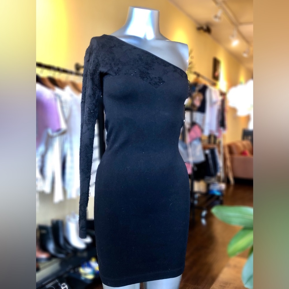Slim Fitted One Shoulder Dress with Laces